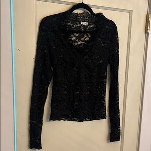 Free People All Day Black Lace Top